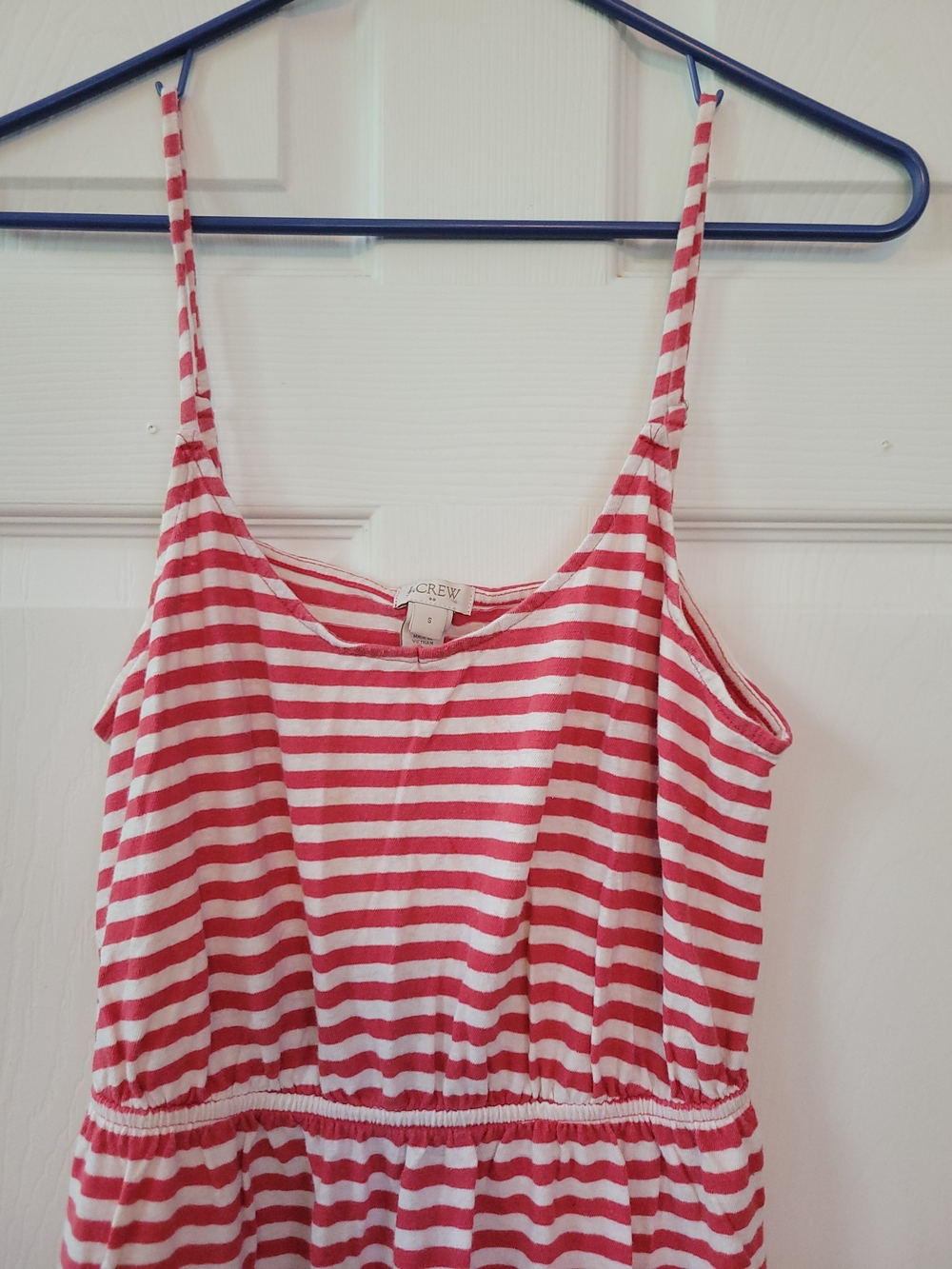 J. Crew Women's Red and White Striped Tank Top Dress, Cotton, Small, Comfy